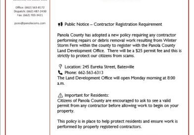 Panola County adopts contractor registration policy to fight scams The Panola County Board of Supervisors has passed a resolution to combat scammers, who are working h