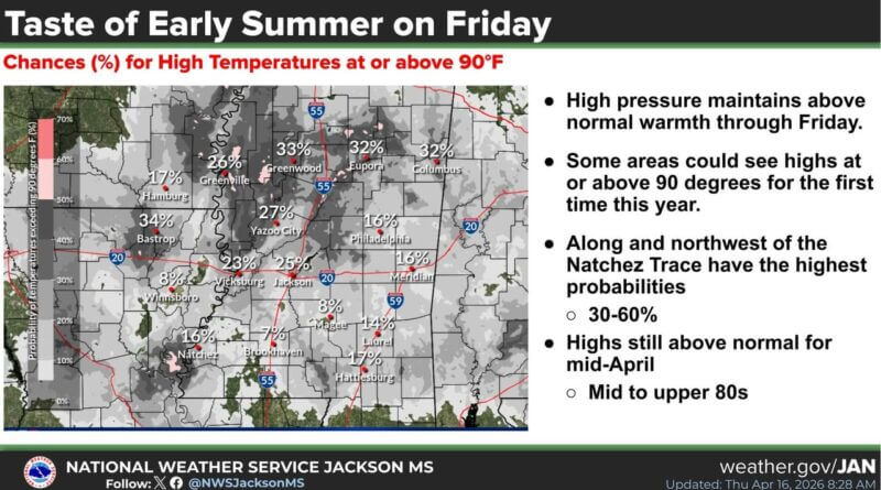 Warm Weather Forecasted for Tomorrow Near Natchez Trace Good evening!