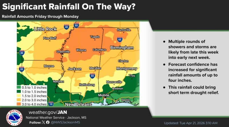 Rain Expected to Continue This Weekend, with Up to 4 Inches in Some Areas Much needed rain continues to be expected this weekend, with as much as 3-4 inches in some areas
